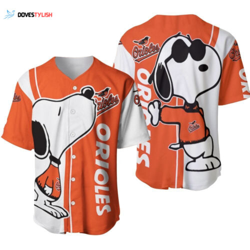 Baltimore Orioles Snoopy Lover Printed Baseball Jersey