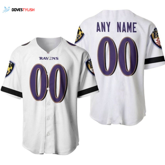 Baltimore Ravens American Team White 100th Season Designed Allover Custom Gift For Baltimore Fans Baseball Jersey