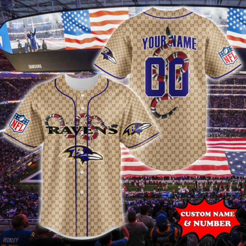 Baltimore Ravens Baseball Jersey Gucci NFL Custom For Fans Gift for Fans