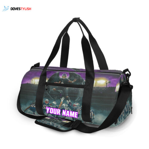 Baltimore Ravens Lamar Jackson 8 Unisex Gift Tee 2024Personalized Name Travel Bag Gym Bag