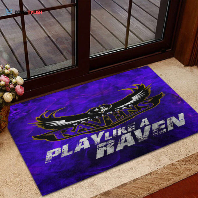 Baltimore Ravens Play Like A Raven Foldable Doormat Indoor Outdoor Welcome Mat Home Decor