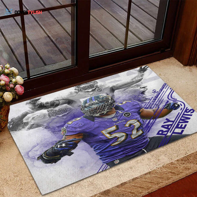 Baltimore Ravens Ray Lewis 52 Home Decor 2024 Foldable Doormat Indoor Outdoor Welcome Mat Home Decor