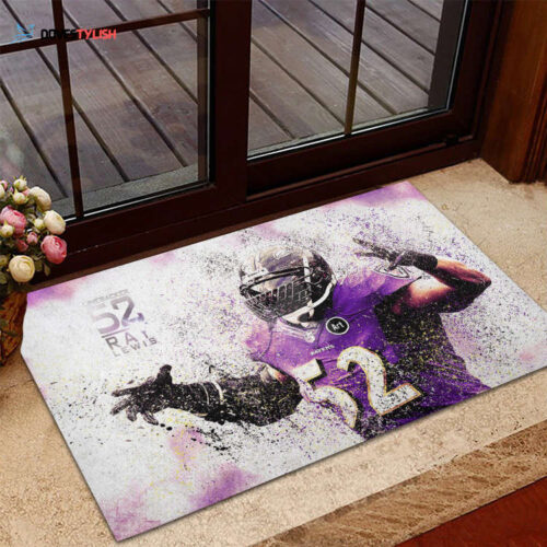 Baltimore Ravens Ray Lewis 52 Home Decor 2024 Panting Foldable Doormat Indoor Outdoor Welcome Mat Home Decor