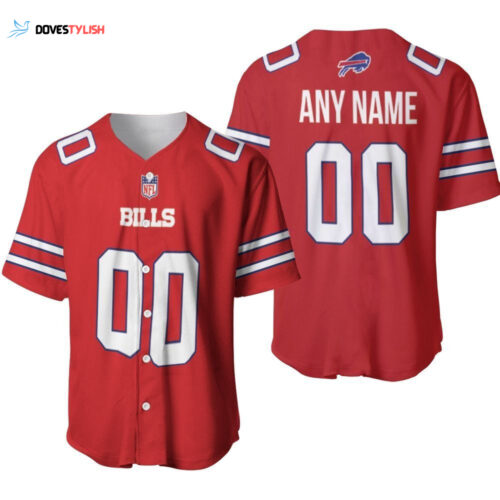 Buffalo Bills American Football Red Color Rush Jersey Style Custom Gift For Bills Fans Baseball Jersey