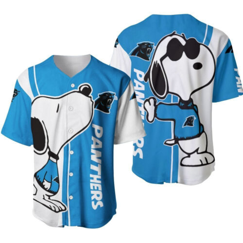 Carolina Panthers Snoopy Lover Printed Baseball Jersey