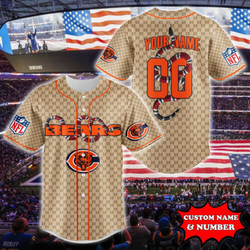 Chicago Bears Baseball Jersey Gucci NFL Custom For Fans BJ2200