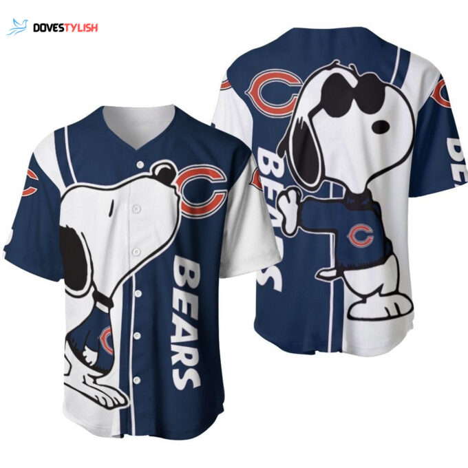 Chicago Bears Snoopy Lover Printed Baseball Jersey