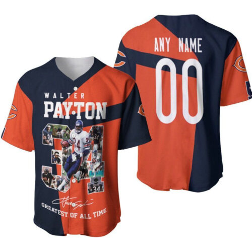 Chicago Bears Walter Payton 34 Greatest Of All Time America Football Designed Allover Gift With Custom Name Number For Bears Fans Baseball Jersey