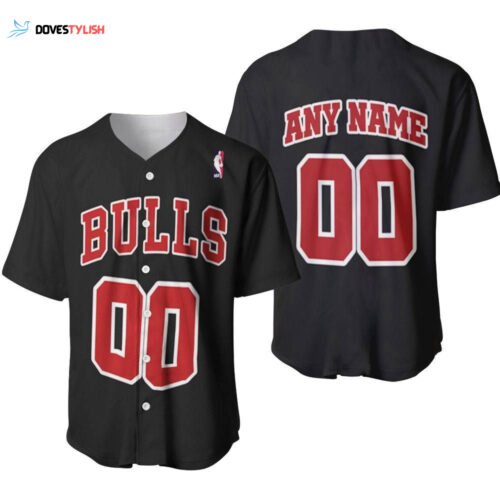 Chicago Bulls Basketball Team Throwback Black Baseball Jersey