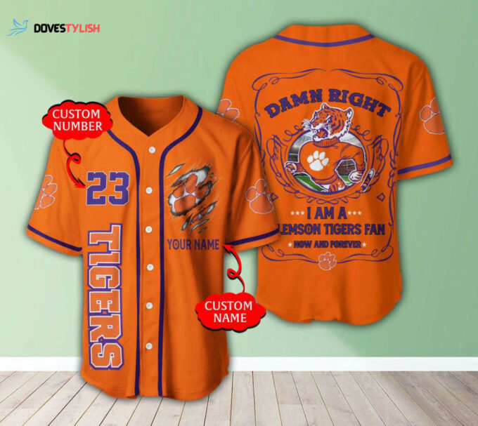 Clemson Tigers Personalized Baseball Jersey