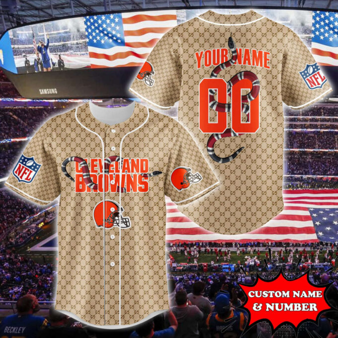 Cleveland Browns Baseball Jersey Gucci NFL Custom For Fans BJ2202