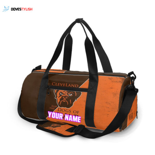 Cleveland Browns Logo Slip The Dogs Of War Personalized Name Travel Bag Gym Bag