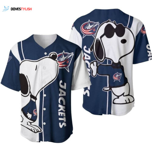 Columbus Blue Jackets Snoopy Lover Printed Baseball Jersey