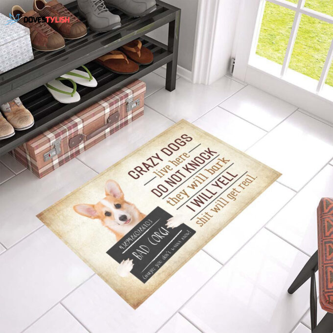 Crazy Corgi Dog Easy Clean Welcome DoorMat | Felt And Rubber | Home Decor 2024