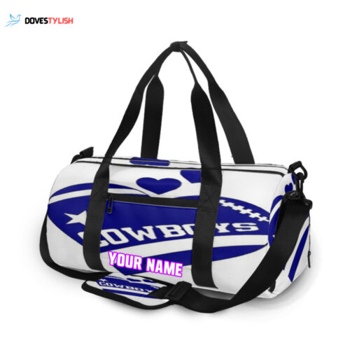 Dallas Cowboys Cowboys Ball Heart Personalized Name Travel Bag Gym Bag