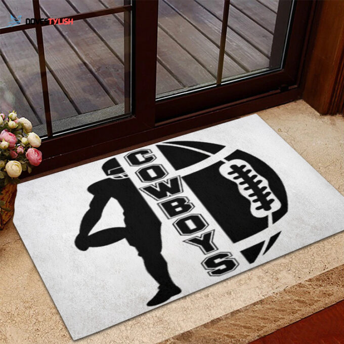 Dallas Cowboys Player With Ball Foldable Doormat Indoor Outdoor Welcome Mat Home Decor