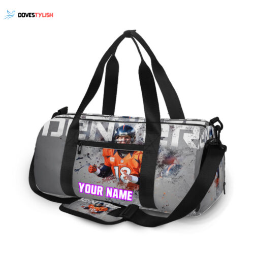 Denver Broncos 18 Peyton Manning Unisex Gift Tee 2024Personalized Name Travel Bag Gym Bag