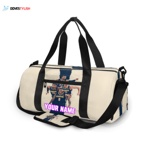 Charlotte Hornets Navy Blue White Personalized Name Travel Bag Gym Bag