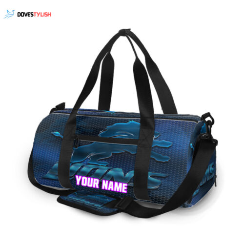 Detroit Lions Emblem Metal Unisex Gift Tee 2024Personalized Name Travel Bag Gym Bag