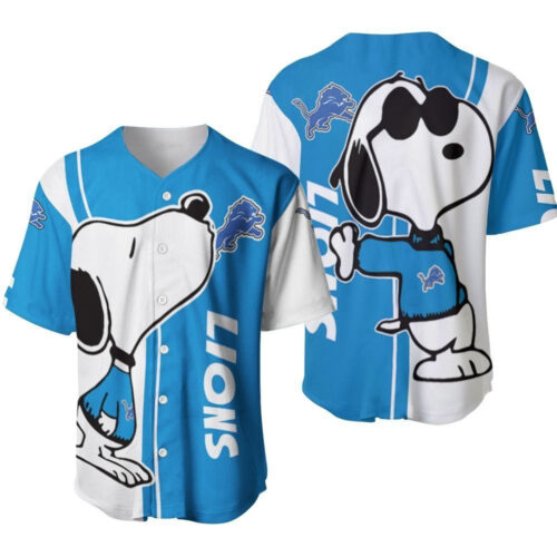 Detroit Lions Snoopy Lover Printed Baseball Jersey BJ2190
