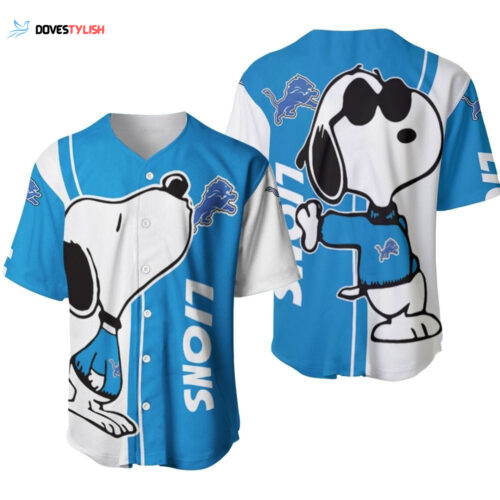 Detroit Lions Snoopy Lover Printed Baseball Jersey BJ2190