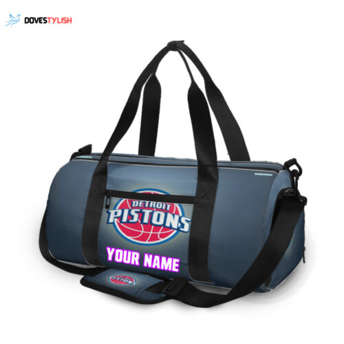 Detroit Pistons Gray Personalized Name Travel Bag Gym Bag