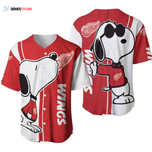 Detroit Red Wings Snoopy Lover Printed Baseball Jersey