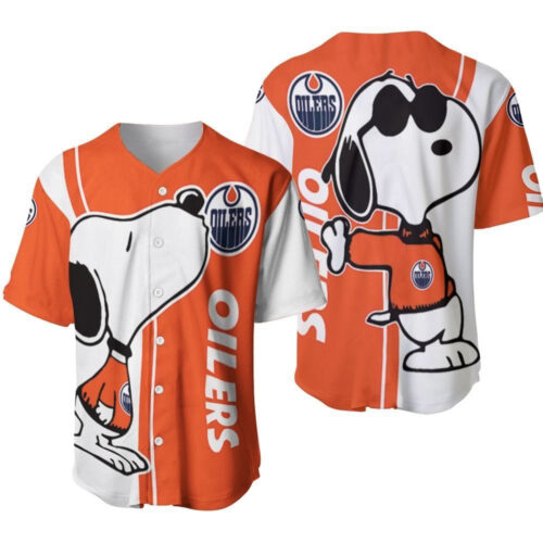 Edmonton Oilers Snoopy Lover Printed Baseball Jersey