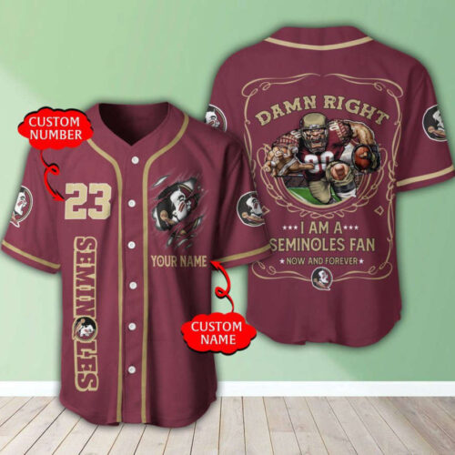 Florida State Seminoles Personalized Baseball Jersey