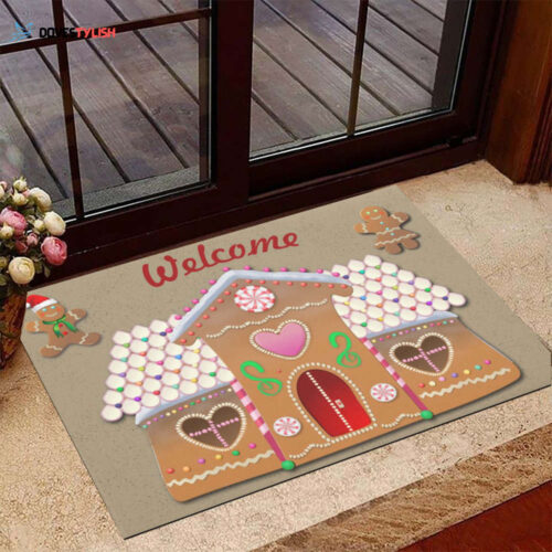 Gingerbread House Doormat Gingerbread Welcome Mat Happy Holidays Christmas Door Mat