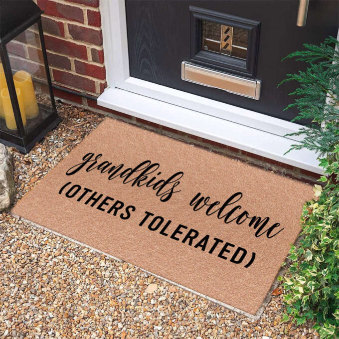 Grandkids Welcome Others Tolerated Doormat, Funny Family Decoration, Welcome Doormat, Grandkids Home