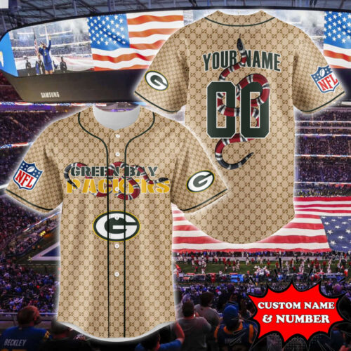 Green Bay Packers Baseball Jersey Gucci NFL Custom For Fans