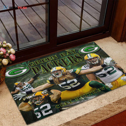 Green Bay Packers Clay Matthews Home Decor 2024 Home Decor 2024 Foldable Doormat Indoor Outdoor Welcome Mat Home Decor