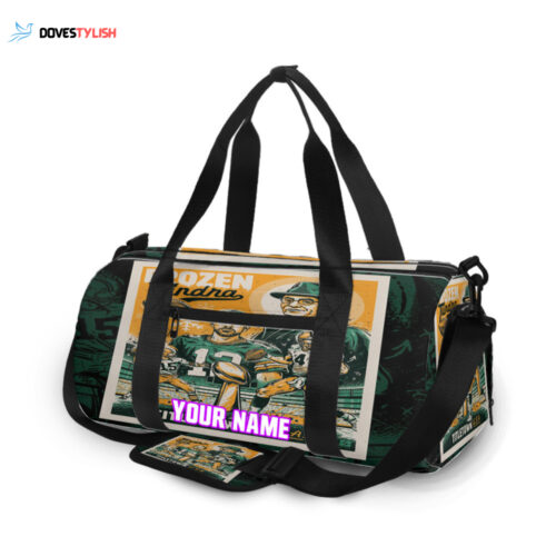 Green Bay Packers Vintage Poster Personalized Name Travel Bag Gym Bag