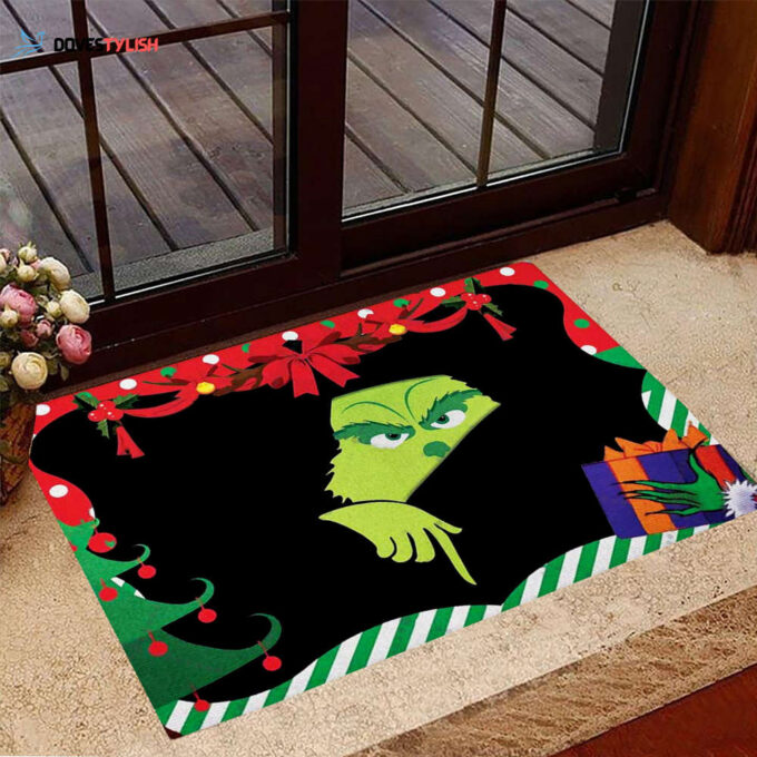 Grinch Doormat Happy Holidays Funny Christmas Doormat Indoor House Decorations