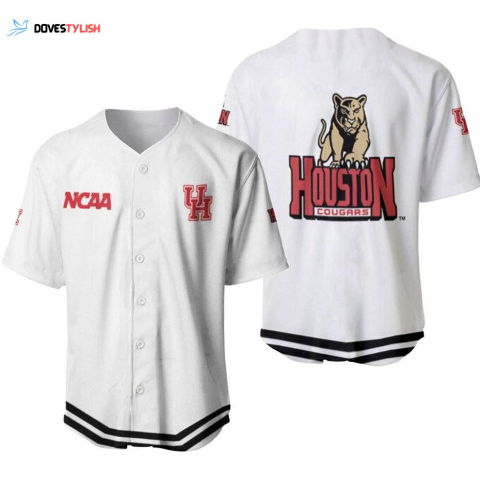 Houston Cougars Classic White With Mascot Gift For Houston Cougars Fans Baseball Jersey