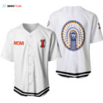 Illinois Fighting Illini Classic White With Mascot Gift For Illinois Fighting Illini Fans Baseball Jersey