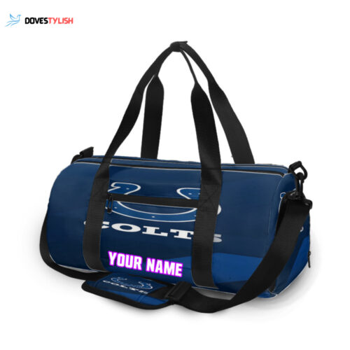 Indianapolis Colts Horseshoe Navy Personalized Name Travel Bag Gym Bag
