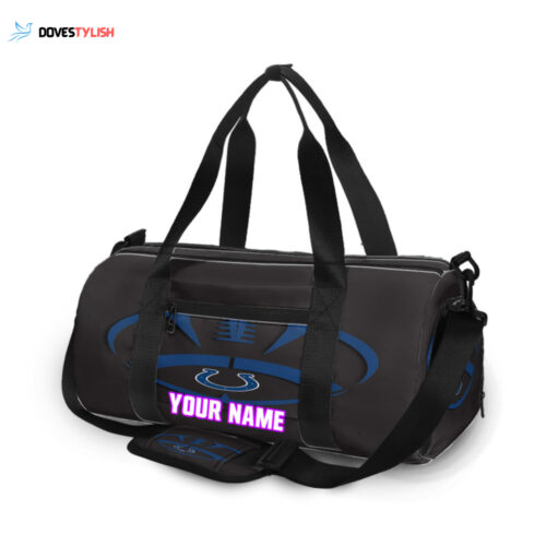 Indianapolis Colts Navy Ball Brown Personalized Name Travel Bag Gym Bag