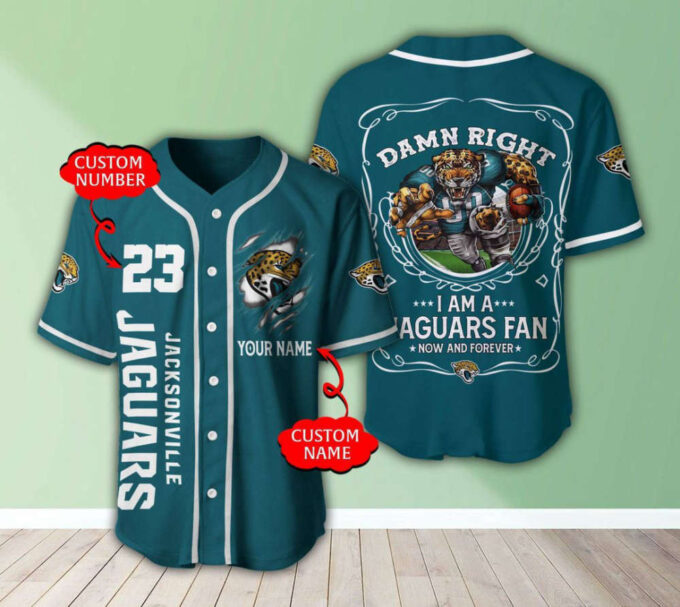 Jacksonville Jaguars Personalized Baseball Jersey