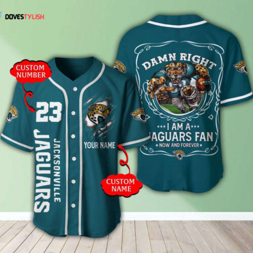 Jacksonville Jaguars Personalized Baseball Jersey