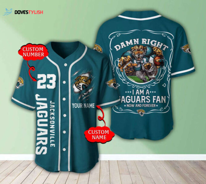 Jacksonville Jaguars Personalized Baseball Jersey