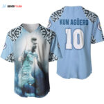 Kun Aguero 10 Running For Goal Best Player Manchester City Designed Allover Gift For Aguero Fans Baseball Jersey