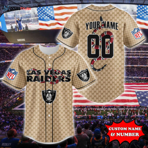 Las Vegas Raiders Baseball Jersey Gucci NFL Custom For Fans BJ2211