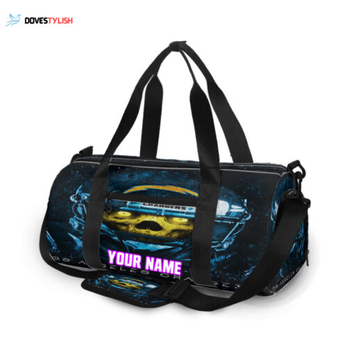 Los Angeles Chargers Skull Unisex Gift Tee 2024Personalized Name Travel Bag Gym Bag