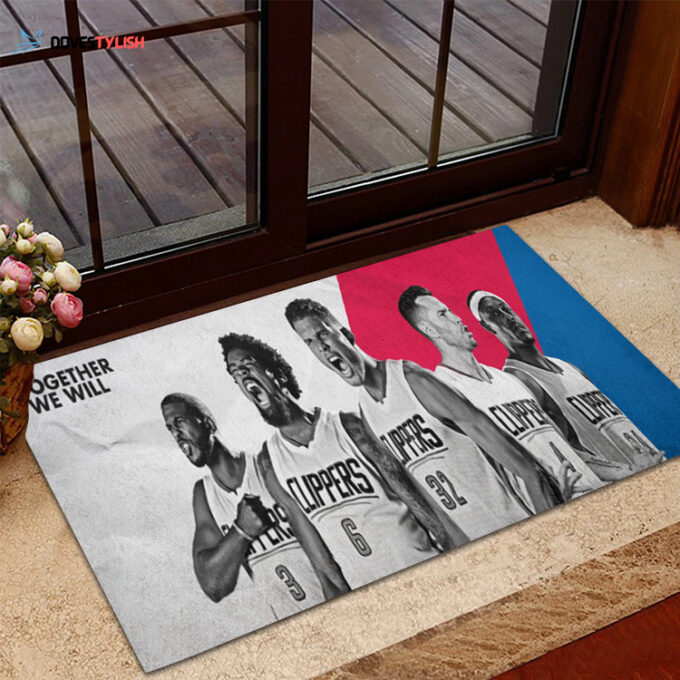 Los Angeles Clippers Together We Will Foldable Doormat Indoor Outdoor Welcome Mat Home Decor