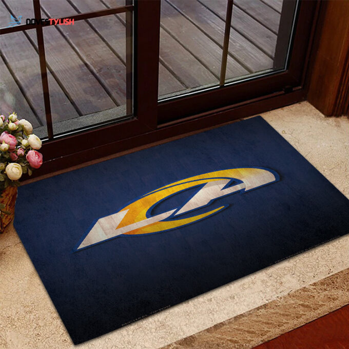 Los Angeles Rams LA Navy Wood Foldable Doormat Indoor Outdoor Welcome Mat Home Decor