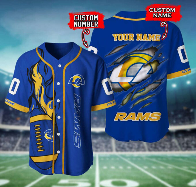 Los Angeles Rams Personalized Baseball Jersey