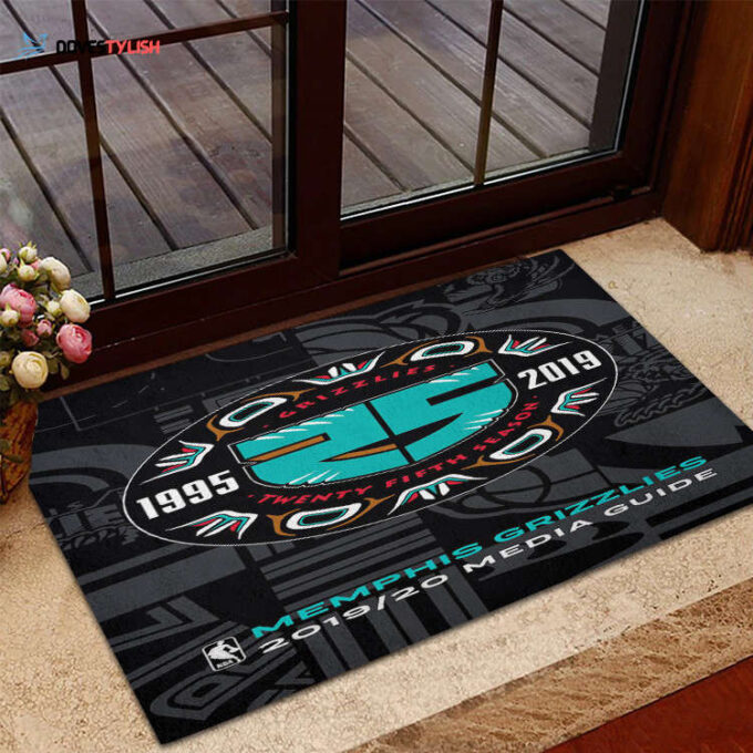 Memphis Grizzlies Emblem Colleage Home Decor 2024 Foldable Doormat Indoor Outdoor Welcome Mat Home Decor