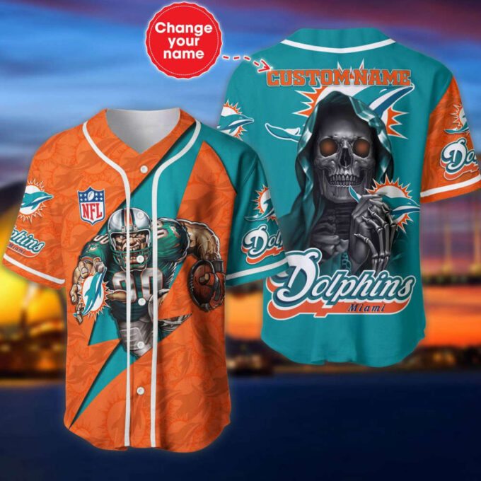 Miami Dolphins Personalized Baseball Jersey